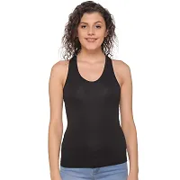 Sona Women's Cotton Sports Racer Back Tank Top Camisole (8008_Black-Pink_L) Pack of 2-thumb1