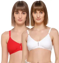 SONA Women's M1020 Cotton Seamless T-Shirt Non-Padded Non-Wired Comfortable Bra (Assorted_40B) Pack of 2-thumb1