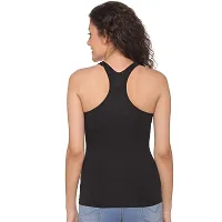 Sona Women's Cotton Sports Racer Back Tank Top Camisole (8008_Black-Pink_L) Pack of 2-thumb2