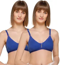 SONA Women's M1020 Cotton Seamless T-Shirt Non-Padded Non-Wired Comfortable Bra (Royal Blue_38D) Pack of 2-thumb1