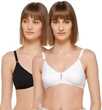 SONA Women's M1020 Cotton Seamless T-Shirt Non-Padded Non-Wired Comfortable Bra (Assorted_40B) Pack of 2-thumb1
