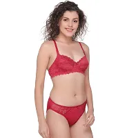 SONA Women's SA-5503 Lace Non Wired Full Coverage Bra & Panty Sets (Maroon_34B)-thumb2