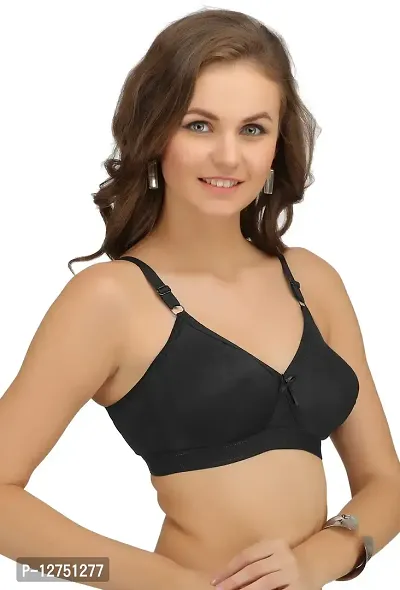 SONA Women's Cotton Non Padded Non-Wired Regular Bra (SL-SUPER-FIT-BLACK-102F_Black_40)-thumb3