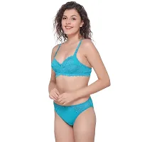 SONA Women's SA-5503 Lace Non Wired Full Coverage Bra & Panty Sets (Turquise_34B)-thumb1