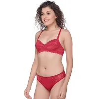 SONA Women's SA-5503 Lace Non Wired Full Coverage Bra & Panty Sets (Maroon_34B)-thumb1