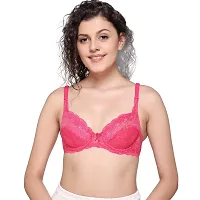 SONA Women's Lace T-Shirt Regular Non-Padded Underwired Bra (Pink_32B) Pack of 1-thumb1