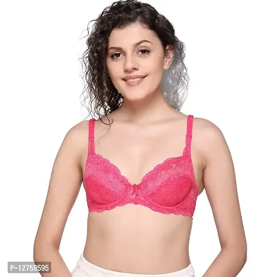 SONA Women's Lace T-Shirt Regular Non-Padded Underwired Bra (Pink_32B) Pack of 1-thumb2