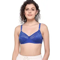 SONA SL007 Women's Lace Non-Padded Non-Wired Full Coverage Bra (Blue_34C) Pack of 1-thumb1