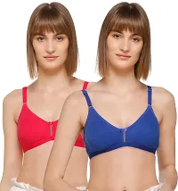 SONA Women's M1020 Cotton Seamless T-Shirt Non-Padded Non-Wired Comfortable Bra (Assorted_38D) Pack of 2-thumb1