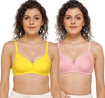 SONA Women's M1001 Cotton Seamless T-Shirt Non-Padded Non-Wired Comfortable Bra (Assorted_40B) Pack of 2-thumb1