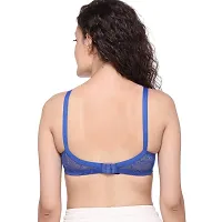 SONA SL007 Women's Lace Non-Padded Non-Wired Full Coverage Bra (Blue_34C) Pack of 1-thumb2