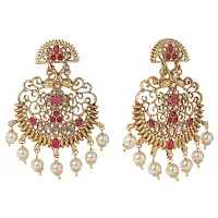 JEWR Gold Tone Kundan  Pearls Traditional Earring Set For Women (JWR-ERR22), Medium-thumb3