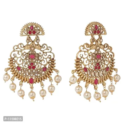 JEWR Gold Tone Kundan  Pearls Traditional Earring Set For Women (JWR-ERR22), Medium-thumb4