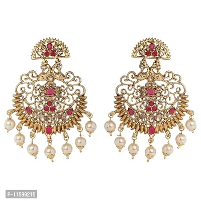 JEWR Gold Tone Kundan  Pearls Traditional Earring Set For Women (JWR-ERR22), Medium