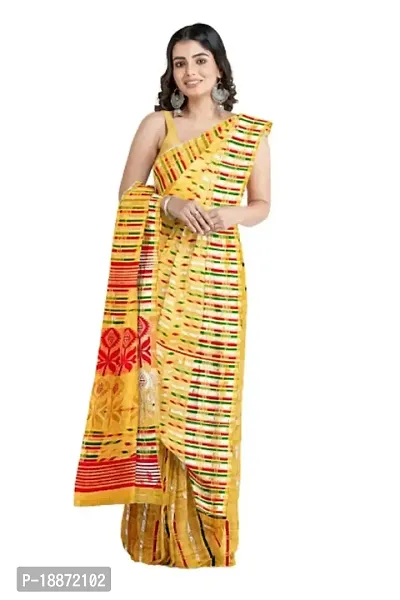 Classic Cotton Silk Woven Design Saree with Blouse For Women-thumb0