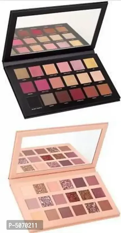 Nude Eye Shadow Palette And Textured Rose Gold Eye shadow (Set Of 2 Multicolour 18 Shade) 48 G (Multicolour)-thumb0