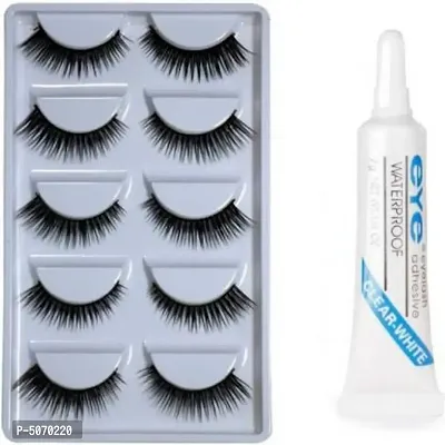 Eyelashes Pack Of 5 Pair With Eyelash Adhesive Glue (Pack Of 6) (Pack Of 6)