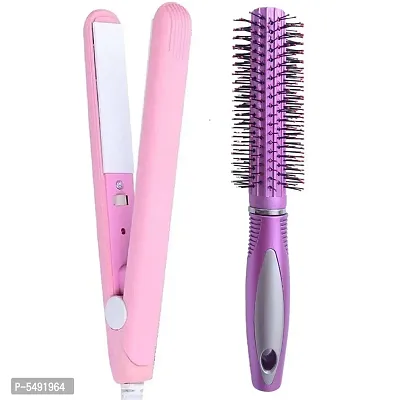Mini Ceramic Electronic Hair Straightener With Roller Comb-thumb0