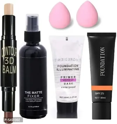 3D Contour Balm Stick  Matte Fixer  Illuminating Primer  Black Tube Foundation  2 Blender Puff