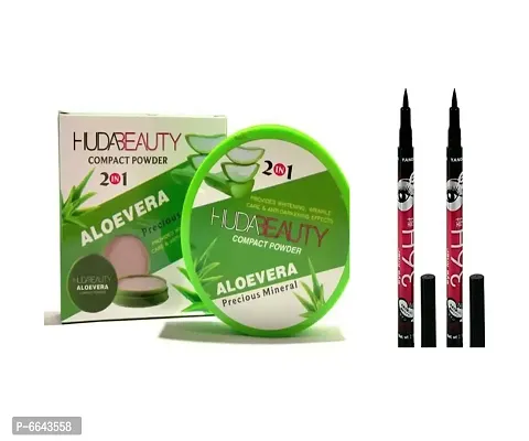 Aloevera 2 In 1 Compact Powder Compactnbsp;With 2 Pc 36H Eyeliner-thumb0