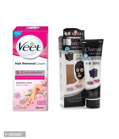 Mavles Beauty Veet Silk and Fresh Dry Hair Removal Cream 50g&nbsp;With Charcoal Face Mask-thumb0