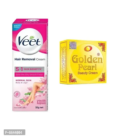 Mavles Beauty Veet Silk and Fresh Dry Hair Removal Cream 50g With 1 Pc. Golden Pearl Face Cream