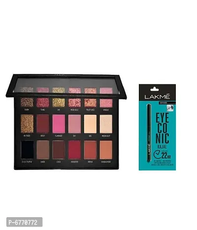 Rose Gold Edition Eyeshadow Palette 18 G(Multicolor) With 1 Pc Eyeconic Kajal