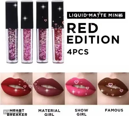 Trendy Waterproof Longlasting Sensational Liquid Matte Mini Lipstick Combo Pack Of 4 Red Purple Maroon And Magenta Colour Shade Multicolour 24 Ml-thumb0