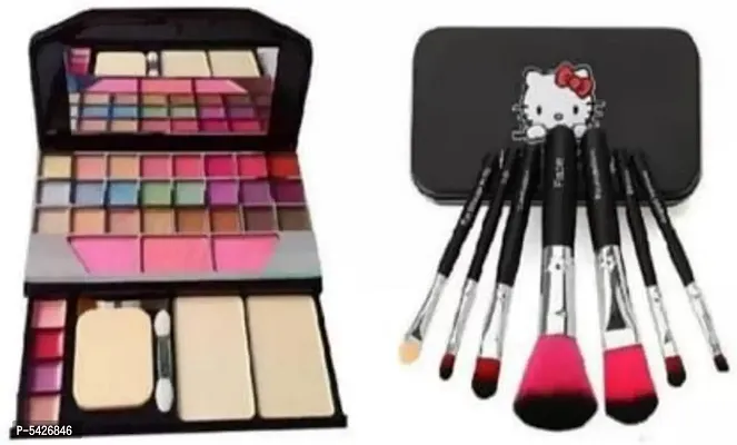 Tya 6155 kit with pack of 7 black makeup brushes with storage box