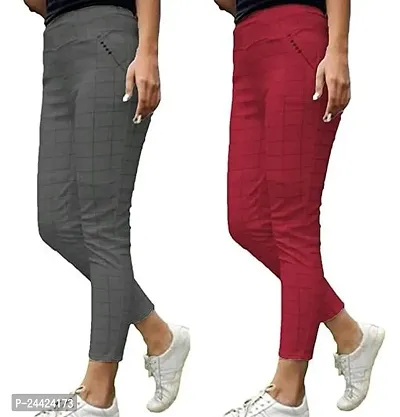 Stylish Multicoloured Lycra  Jeggings For Women Pack Of 2-thumb0