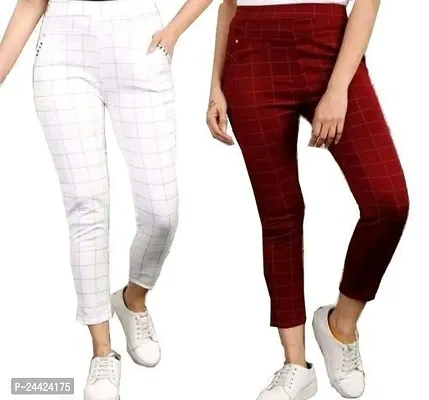 Stylish Multicoloured Lycra  Jeggings For Women Pack Of 2-thumb0