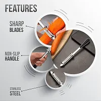 3-in-1 Vegetable and Fruit Peeler, Stainless Steel-thumb1