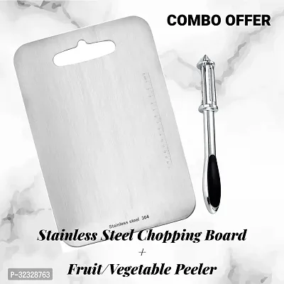 Stainless Steel Chopping Board with Peeler-thumb0