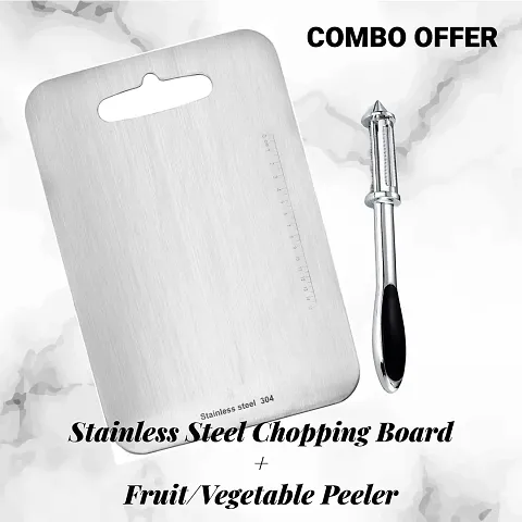 Stainless Steel Chopping Board with Peeler