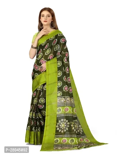 Stylish Jute Silk Saree with Blouse piece For Women-thumb0