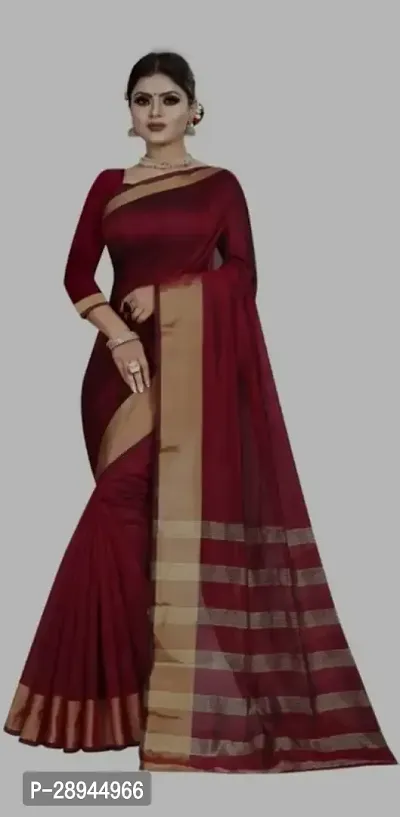 Stylish Cotton Silk Saree with Blouse piece For Women-thumb0