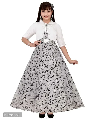 Stylish Silk Blend Grey Gown Style Long Dress For Girls-thumb0