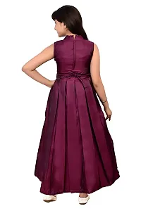 Elegant Magenta Satin Solid Stitched Ethnic Gown For Girls-thumb1