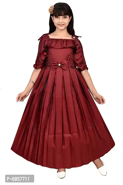 Stylish Satin Silk Blend Gown For Girls-thumb0