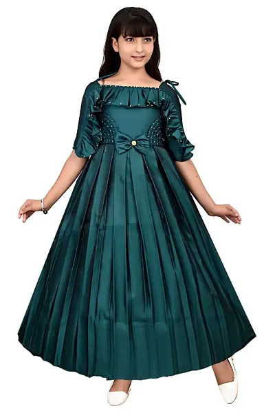 Stylish Satin Silk Blend Gown For Girls