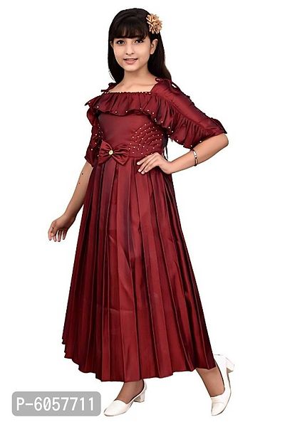 Stylish Satin Silk Blend Gown For Girls-thumb3