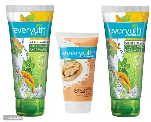 Everyuth tulsi Face Wash 2B +scrub 1A Pack off 3