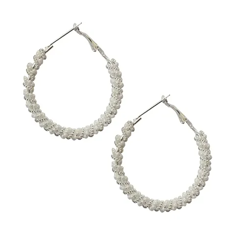 Forty Hands Women & Girls Stylish Earrings (White)