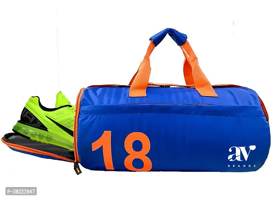 20 L Gym Duffel Bag - gym bag with shoe compartment - Blue, Orange-thumb0