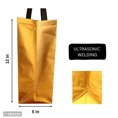 FABLOO Gift Bags Laminated Nonwoven Carry Bags, Tote Bags for Weddings, Shopping and Groceries, Reusable Shopping Bags, Nonwoven Carry Bags for Shopping, Gift Box, Grocery (Gold, Pack of 5)-thumb4