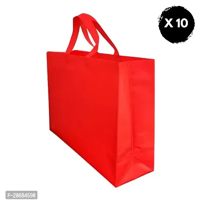 FABLOO Gift Bags Laminated Nonwoven Carry Bags Pack of 10, Tote Bags for Weddings, Shopping and Groceries, Reusable Shopping Bags, Nonwoven Carry Bags for Shopping, Gift Box, Grocery (RED, Pack of 10)-thumb2