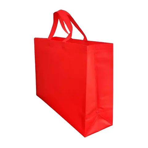 FABLOO Gift Bags Laminated Nonwoven Carry Bags Pack of 10, Tote Bags for Weddings, Shopping and Groceries, Reusable Shopping Bags, Nonwoven Carry Bags for Shopping, Gift Box, Grocery (RED, Pack of 10)