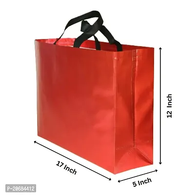 FABLOO Reusable Carry Bags for Gifting, Non Woven Totes Bags for Shopping, Wedding, Groceries etc., Size 17x5x12 inches. (Pack of 5, Red)-thumb2