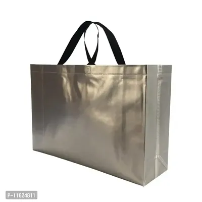 Silver Gift Bags Laminated Carry Bags, Tote Bags for Wedding, Birthday, Anniversary N-thumb0