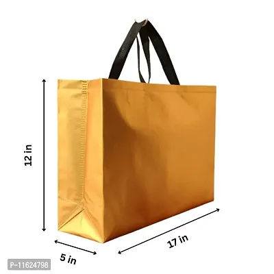Gold Gift Bags Laminated Carry Bags, Tote Bags for Wedding, Birthday, Anniversary N-thumb2